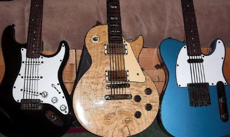 strat, 81 gibson, and tele