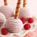 Ice cream and raspberries