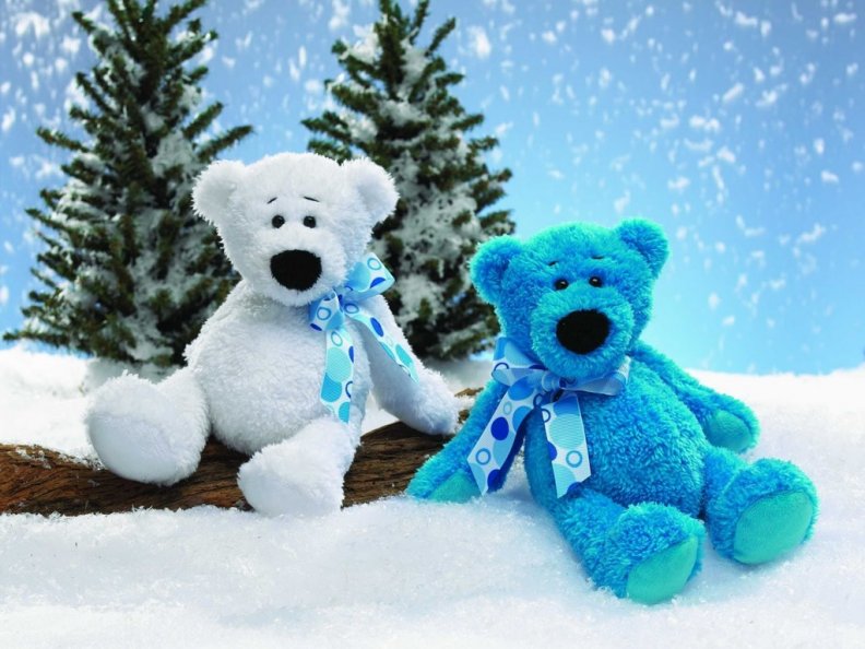 'Holiday Teddy Bears in Winter'