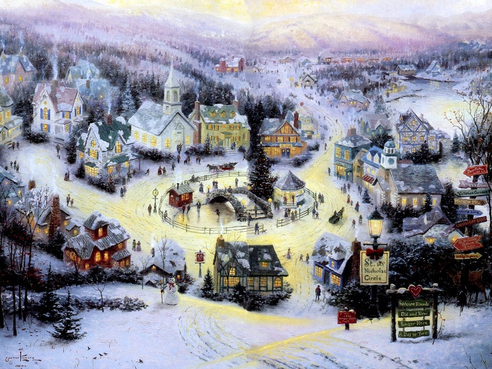 the town celebrates Christmas