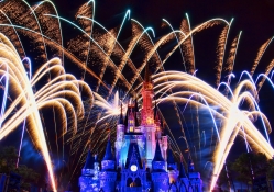 Fireworks at Cinderella Castle at Christmas