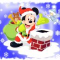 Mickey Mouse giving gifts