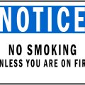 NOTICE: no smoking, unless you are on fire