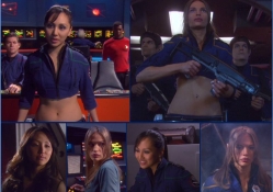 Top Row: L to R Linda Park as Hoshi Sato and Jolene Blalock as Sub_Commander T'Pol from Enterprise