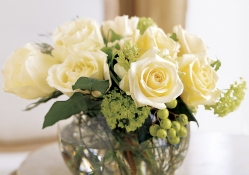 Sunny white roses
