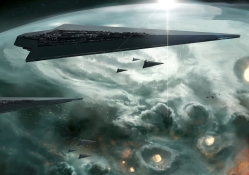 star destroyers shoots planet