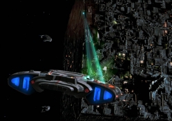USS Defiant Engaging The Borg