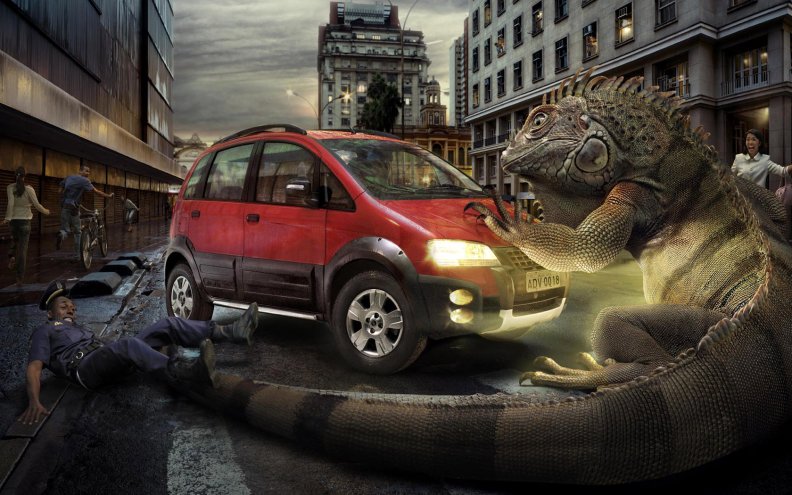 Big Lizard attacks Cities