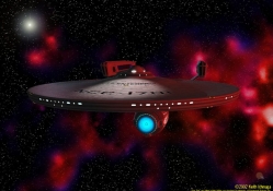 Star Trek Enterprise Leaving Nebula