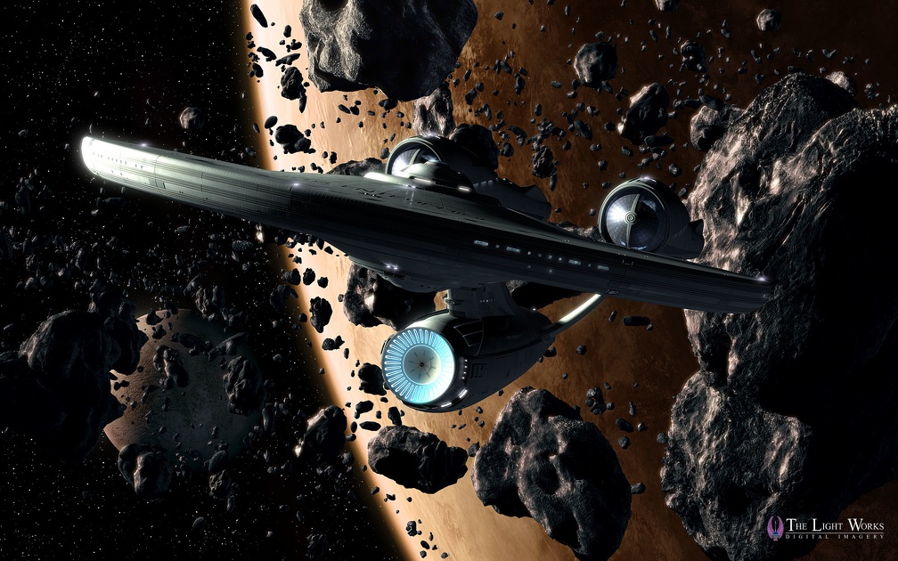Star Trek New 1701 in Asteroid Field
