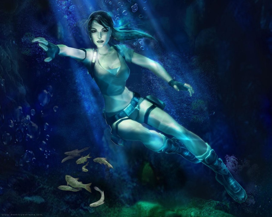 lara croft underwater