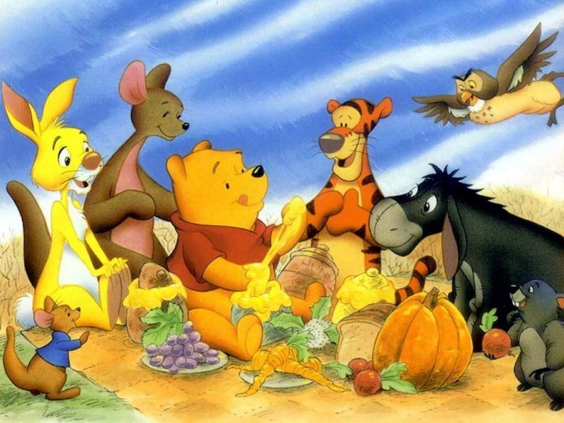 winnie the pooh cartoon and friend